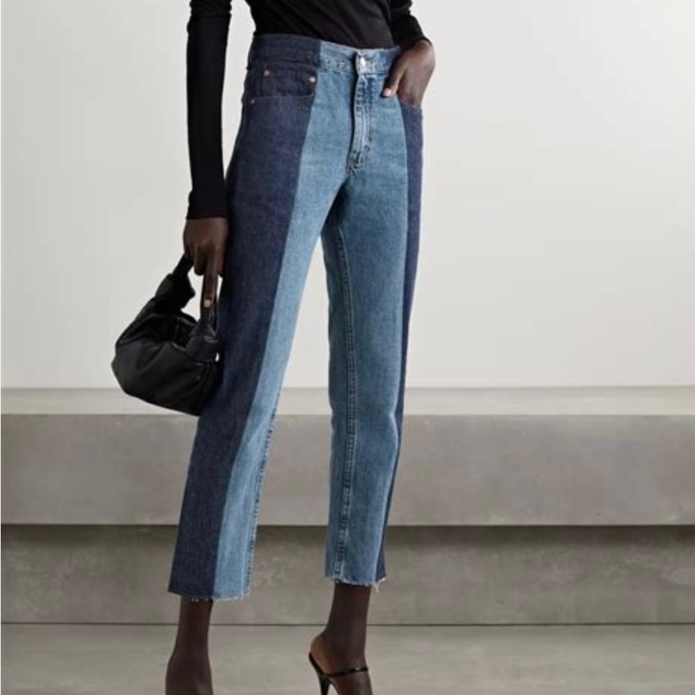 NWT E.L.V. Denim two-tone straight leg jeans 28